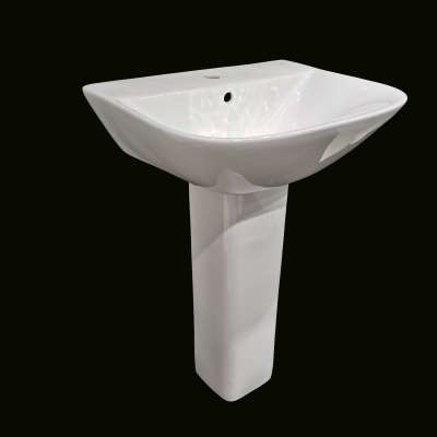 In Bathroom Sinks Basin Vessel Ceramic Top White Edge Painting Decor Style Hands wash basin with stand